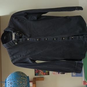 Asos black denim button down shirt size S UK 8